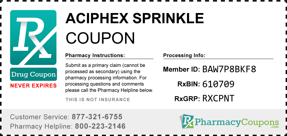 Aciphex sprinkle Prescription Drug Coupon with Pharmacy Savings