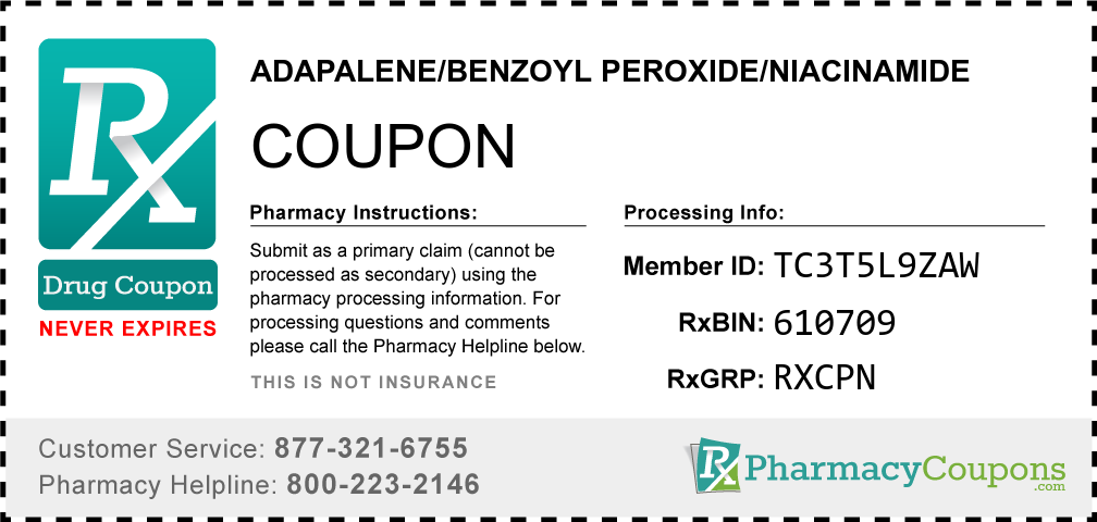 Adapalene/benzoyl peroxide/niacinamide Prescription Drug Coupon with Pharmacy Savings