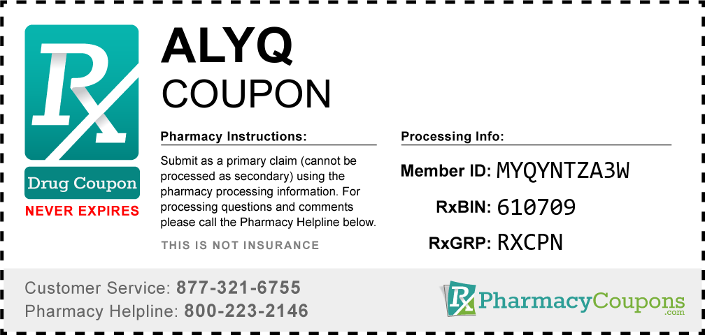 Alyq Prescription Drug Coupon with Pharmacy Savings