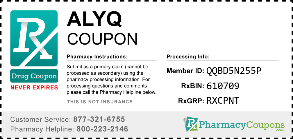 Alyq Prescription Drug Coupon with Pharmacy Savings