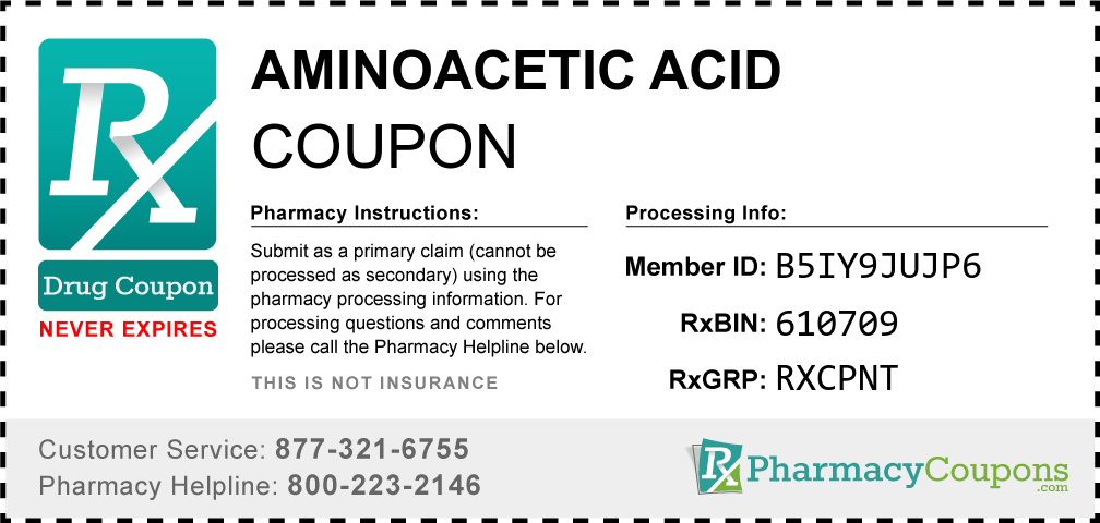 Aminoacetic acid Prescription Drug Coupon with Pharmacy Savings