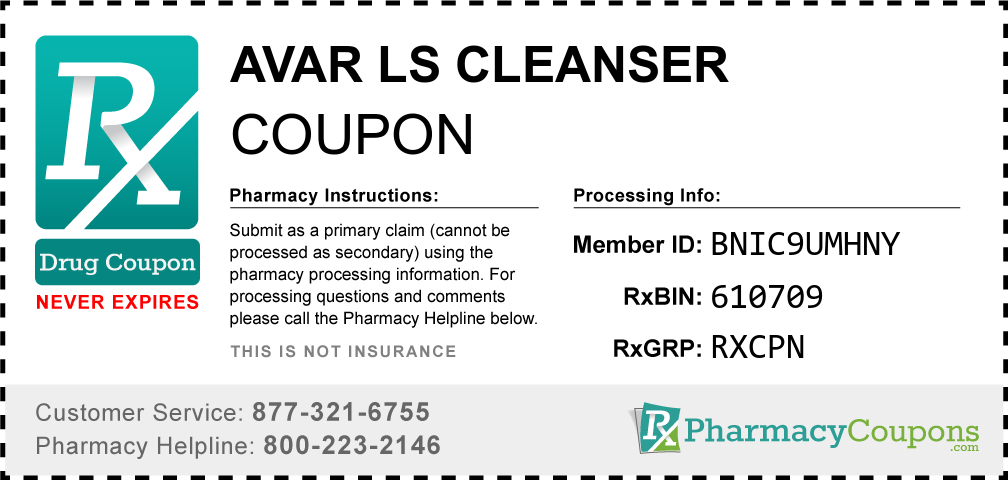 Avar ls cleanser Prescription Drug Coupon with Pharmacy Savings