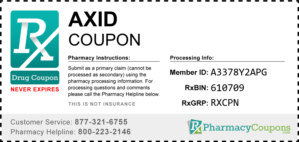 Axid Prescription Drug Coupon with Pharmacy Savings