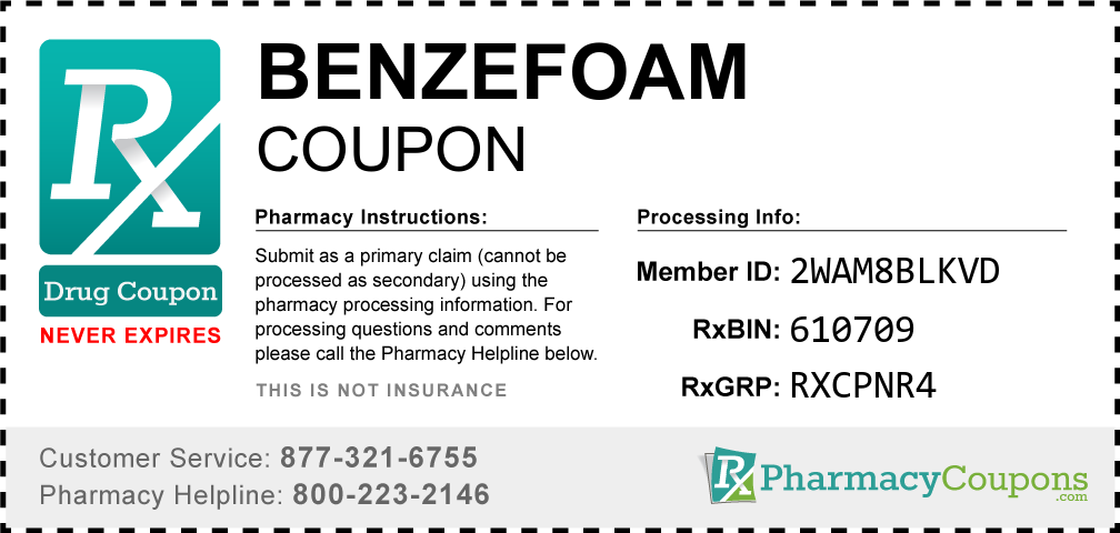 Benzefoam Prescription Drug Coupon with Pharmacy Savings