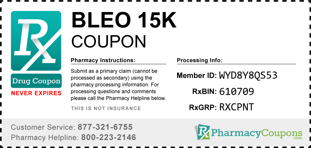 Bleo 15k Prescription Drug Coupon with Pharmacy Savings
