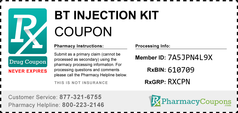 Bt injection kit Prescription Drug Coupon with Pharmacy Savings