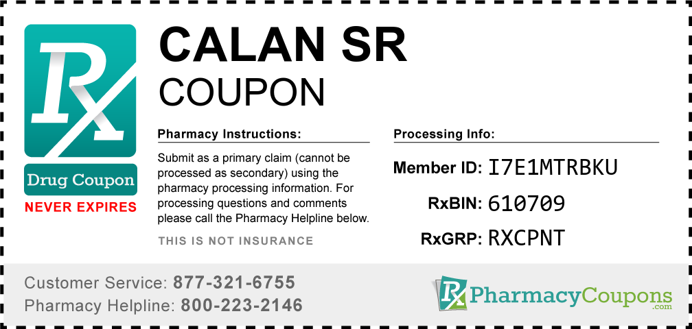 Calan sr Prescription Drug Coupon with Pharmacy Savings