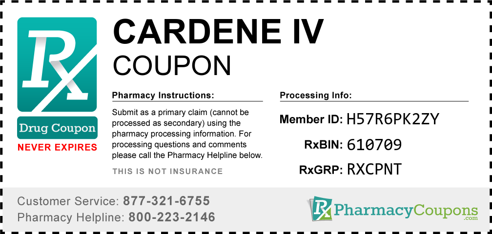 Cardene iv Prescription Drug Coupon with Pharmacy Savings