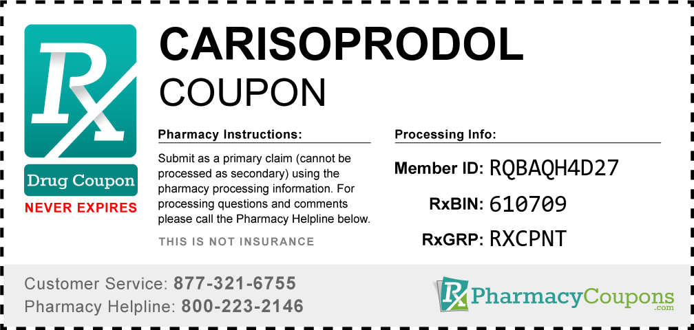 Carisoprodol Prescription Drug Coupon with Pharmacy Savings
