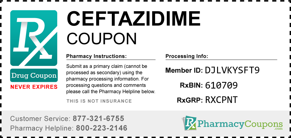 Ceftazidime Prescription Drug Coupon with Pharmacy Savings