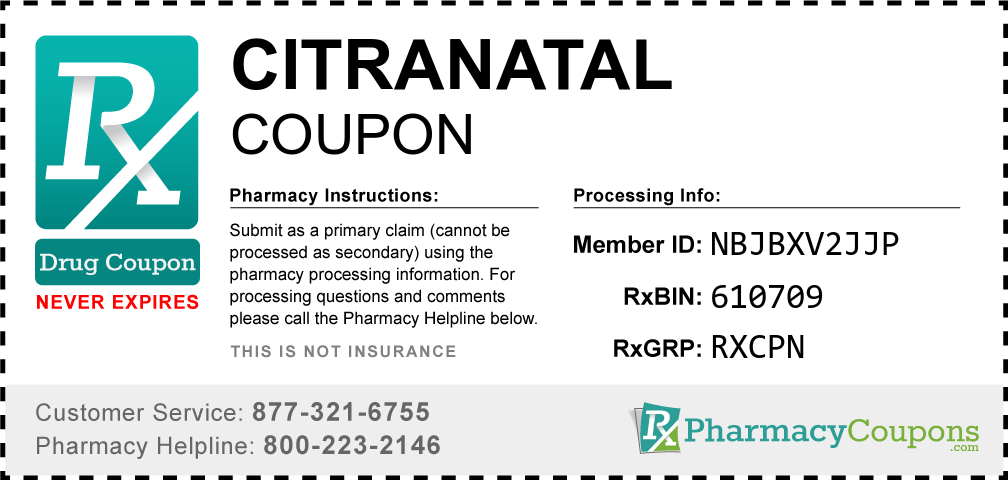 Citranatal Prescription Drug Coupon with Pharmacy Savings