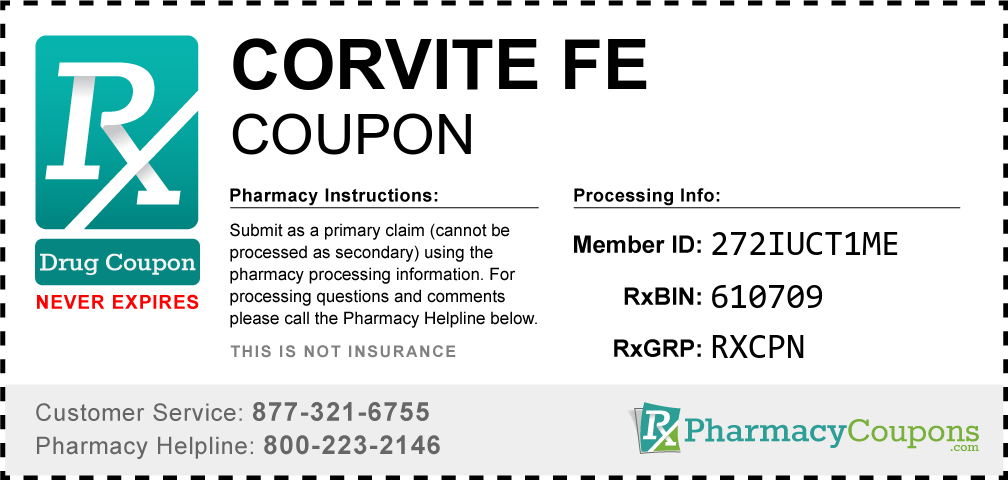 Corvite fe Prescription Drug Coupon with Pharmacy Savings