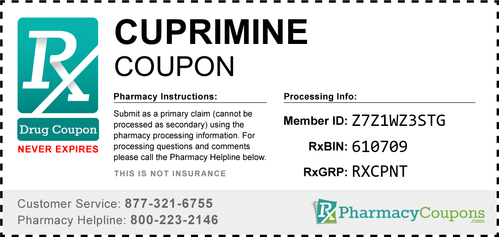 Cuprimine Prescription Drug Coupon with Pharmacy Savings