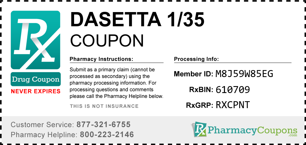 Dasetta 1/35 Prescription Drug Coupon with Pharmacy Savings