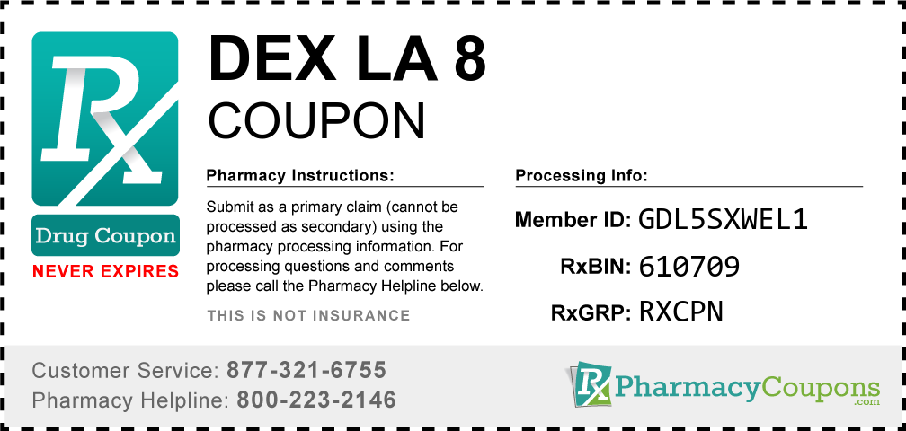 Dex la 8 Prescription Drug Coupon with Pharmacy Savings