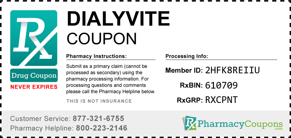 Dialyvite Prescription Drug Coupon with Pharmacy Savings