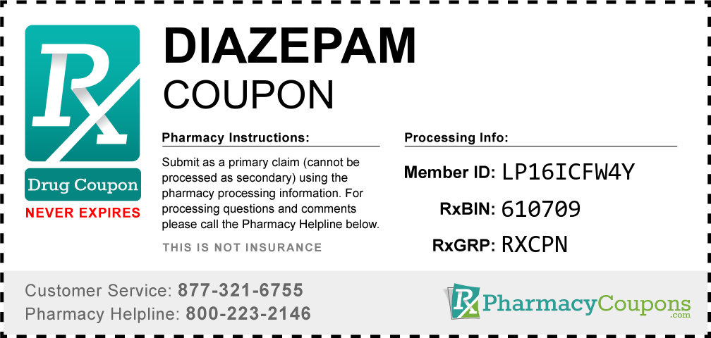 Diazepam Prescription Drug Coupon with Pharmacy Savings
