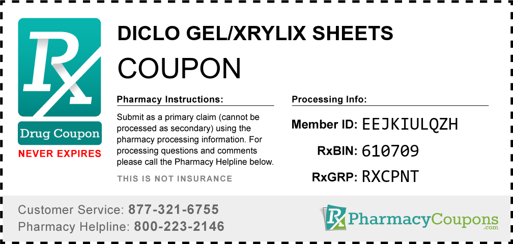 Diclo gel/xrylix sheets Prescription Drug Coupon with Pharmacy Savings