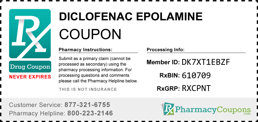Diclofenac epolamine Prescription Drug Coupon with Pharmacy Savings