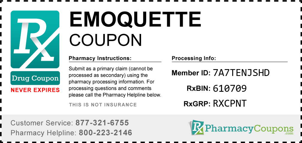 Emoquette Prescription Drug Coupon with Pharmacy Savings