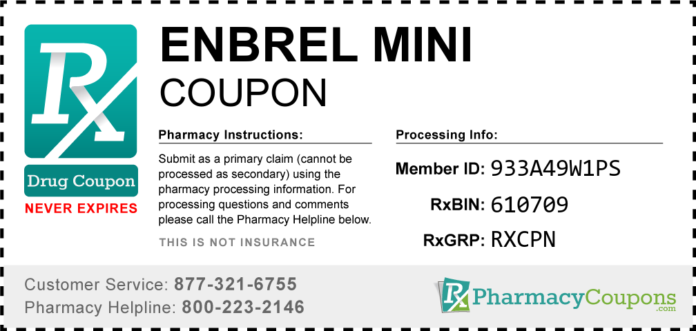 Enbrel mini Prescription Drug Coupon with Pharmacy Savings