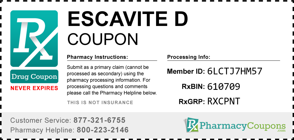 Escavite d Prescription Drug Coupon with Pharmacy Savings