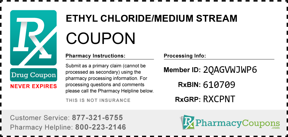 Ethyl chloride/medium stream Prescription Drug Coupon with Pharmacy Savings
