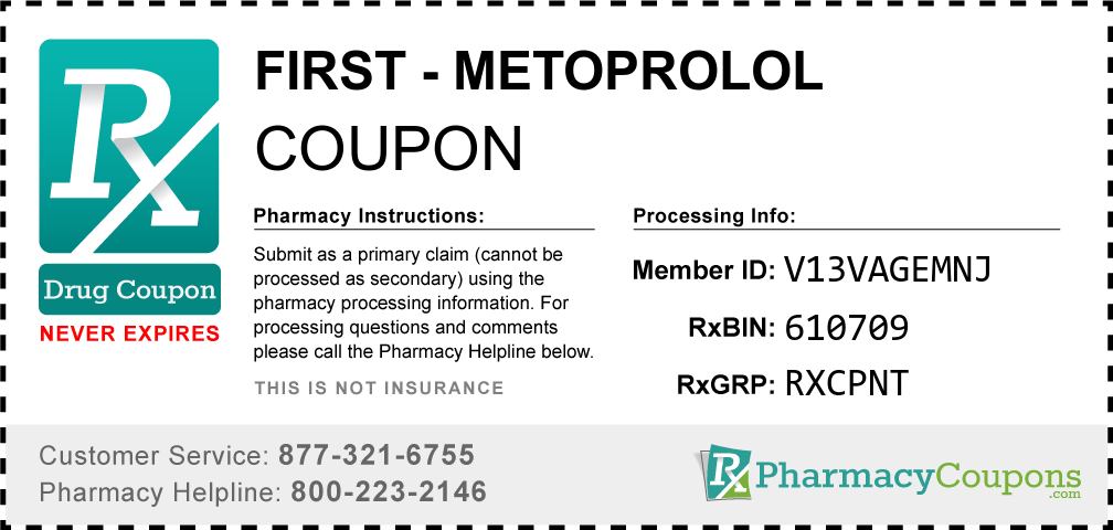 First - metoprolol Prescription Drug Coupon with Pharmacy Savings