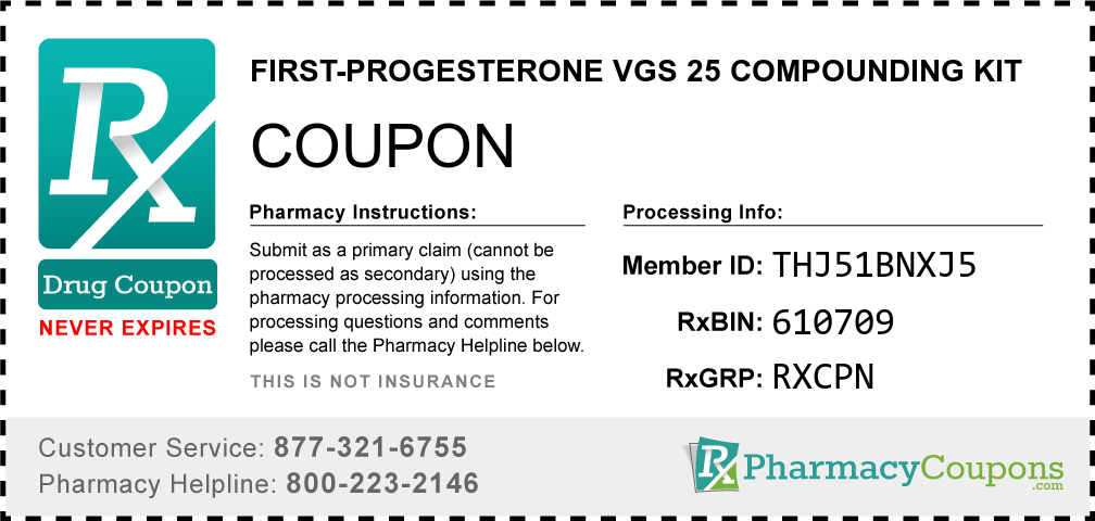 First-progesterone vgs 25 compounding kit Prescription Drug Coupon with Pharmacy Savings
