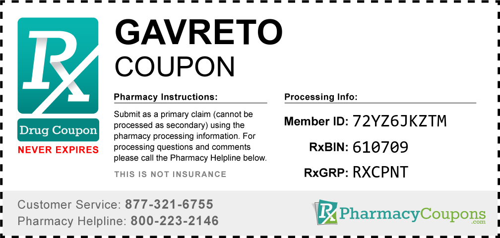 Gavreto Prescription Drug Coupon with Pharmacy Savings