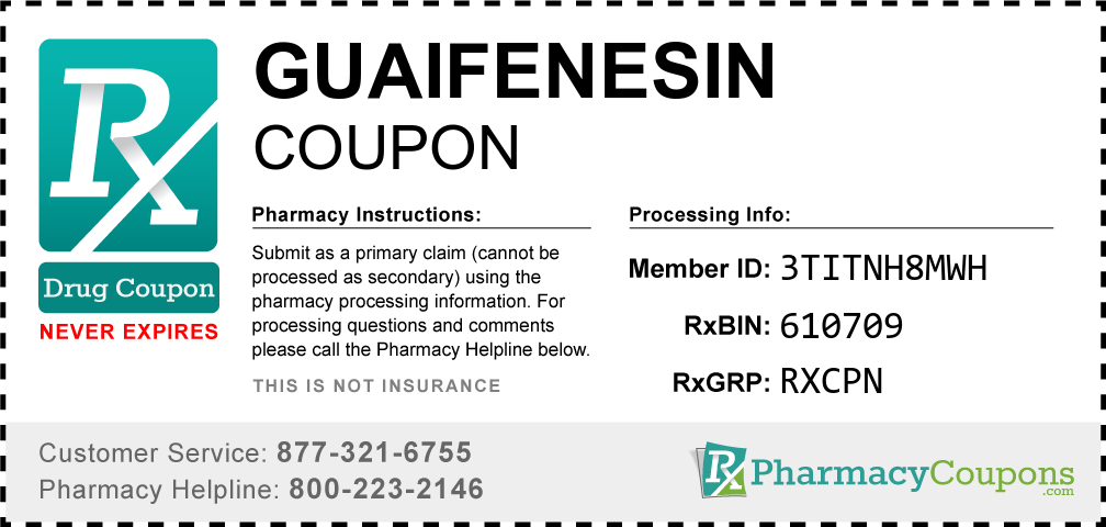Guaifenesin Prescription Drug Coupon with Pharmacy Savings