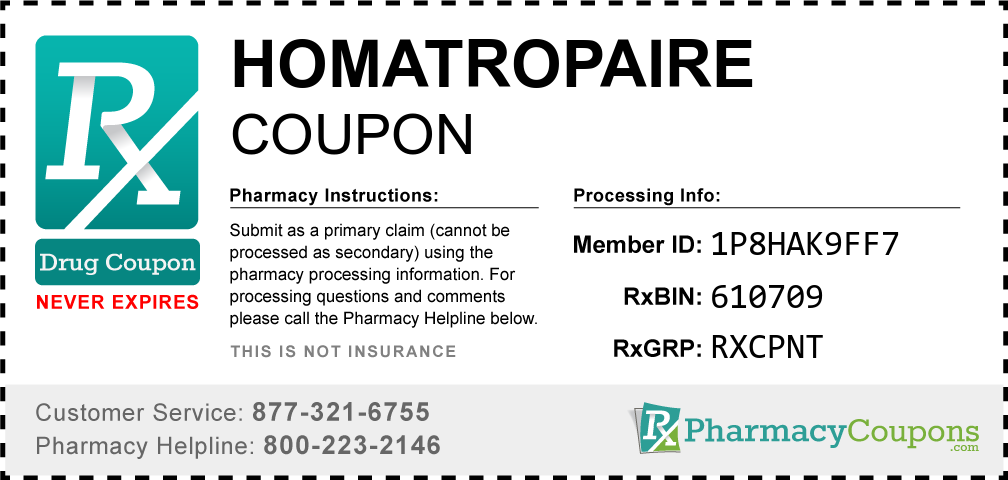 Homatropaire Prescription Drug Coupon with Pharmacy Savings