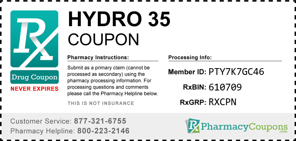 Hydro 35 Prescription Drug Coupon with Pharmacy Savings