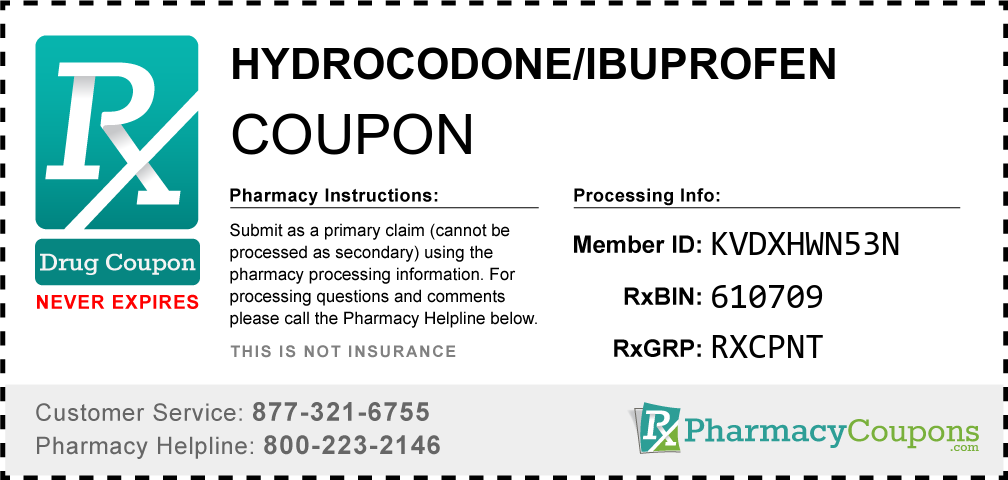 Hydrocodone/ibuprofen Prescription Drug Coupon with Pharmacy Savings