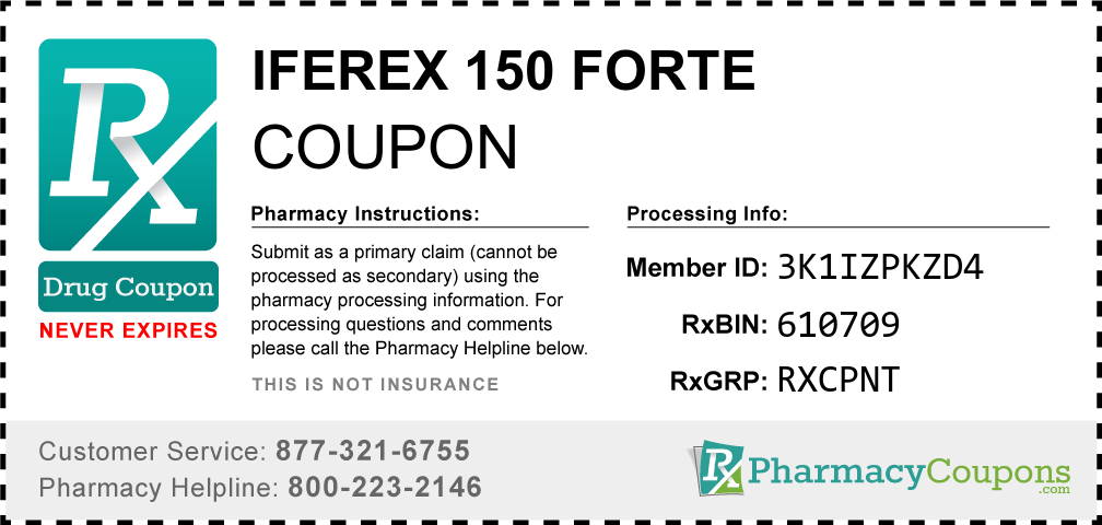 Iferex 150 forte Prescription Drug Coupon with Pharmacy Savings