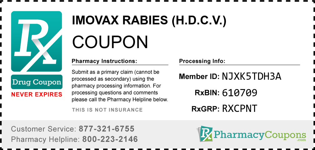Imovax rabies (h.d.c.v.) Prescription Drug Coupon with Pharmacy Savings