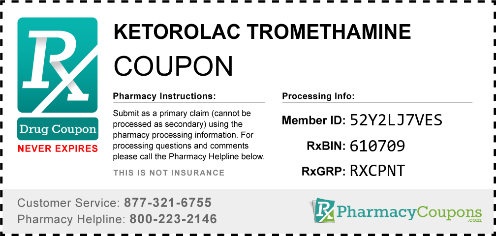 Ketorolac tromethamine Prescription Drug Coupon with Pharmacy Savings