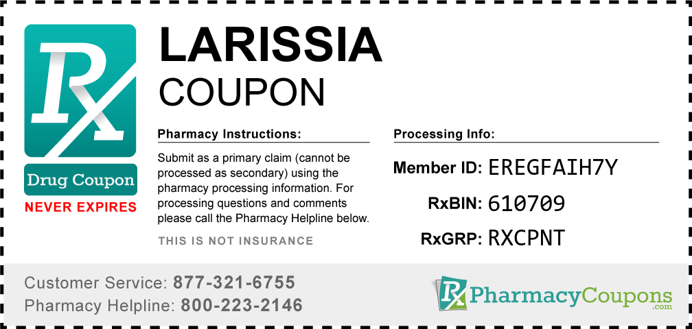 Larissia Prescription Drug Coupon with Pharmacy Savings