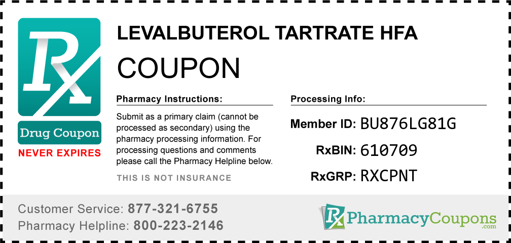 Levalbuterol tartrate hfa Prescription Drug Coupon with Pharmacy Savings