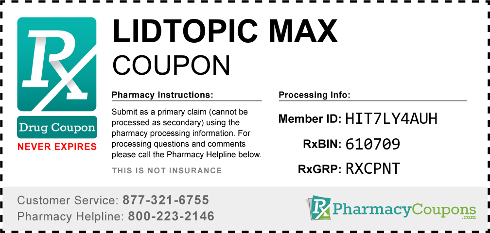 Lidtopic max Prescription Drug Coupon with Pharmacy Savings