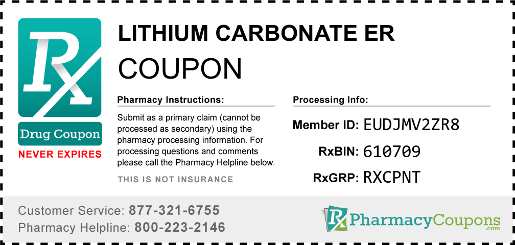 Lithium carbonate er Prescription Drug Coupon with Pharmacy Savings