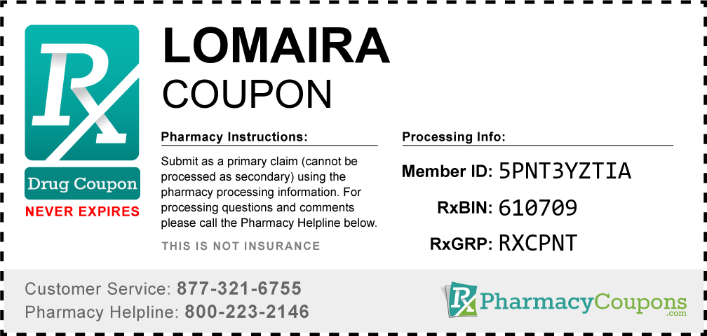 Lomaira Prescription Drug Coupon with Pharmacy Savings