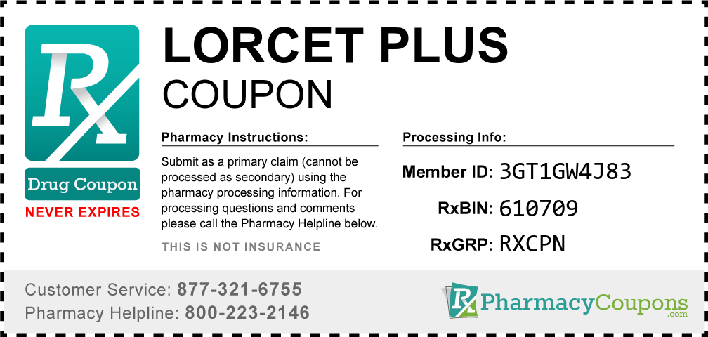 Lorcet plus Prescription Drug Coupon with Pharmacy Savings