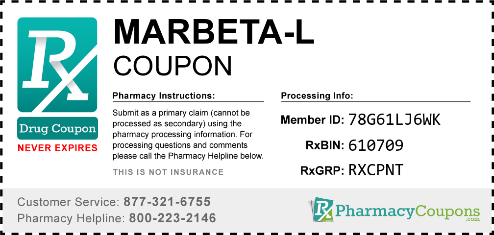 Marbeta-l Prescription Drug Coupon with Pharmacy Savings