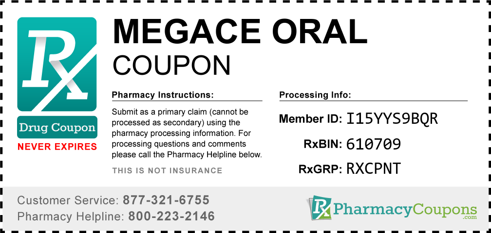 Megace oral Prescription Drug Coupon with Pharmacy Savings