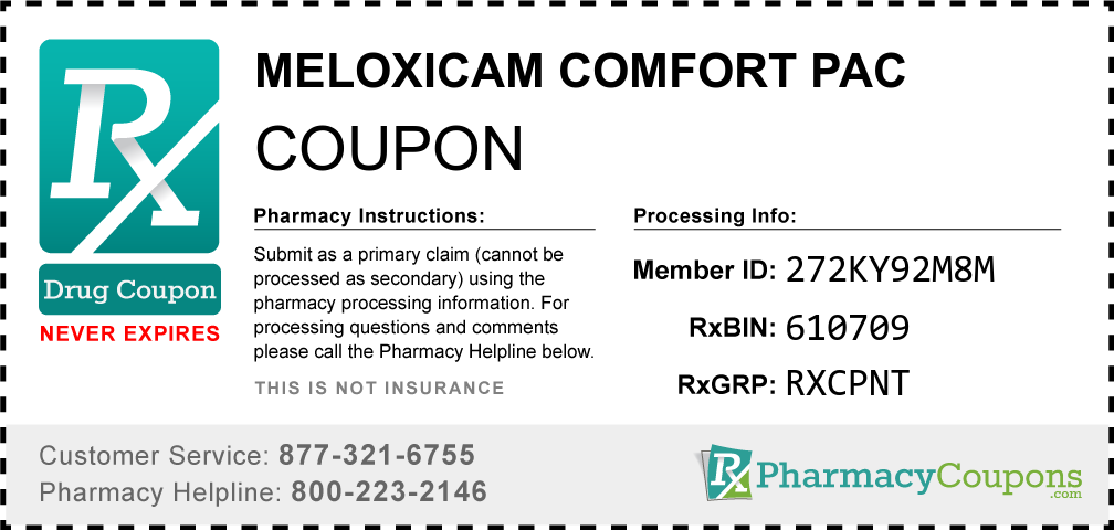 Meloxicam comfort pac Prescription Drug Coupon with Pharmacy Savings