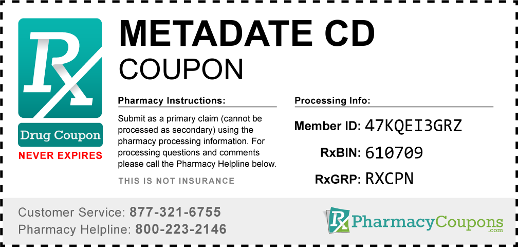 Metadate cd Prescription Drug Coupon with Pharmacy Savings