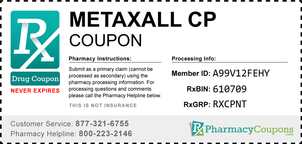 Metaxall cp Prescription Drug Coupon with Pharmacy Savings