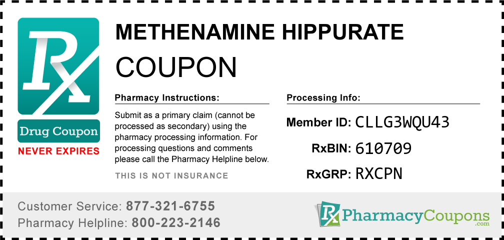 Methenamine hippurate Prescription Drug Coupon with Pharmacy Savings