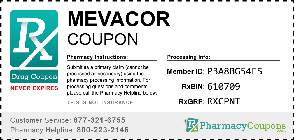 Mevacor Prescription Drug Coupon with Pharmacy Savings